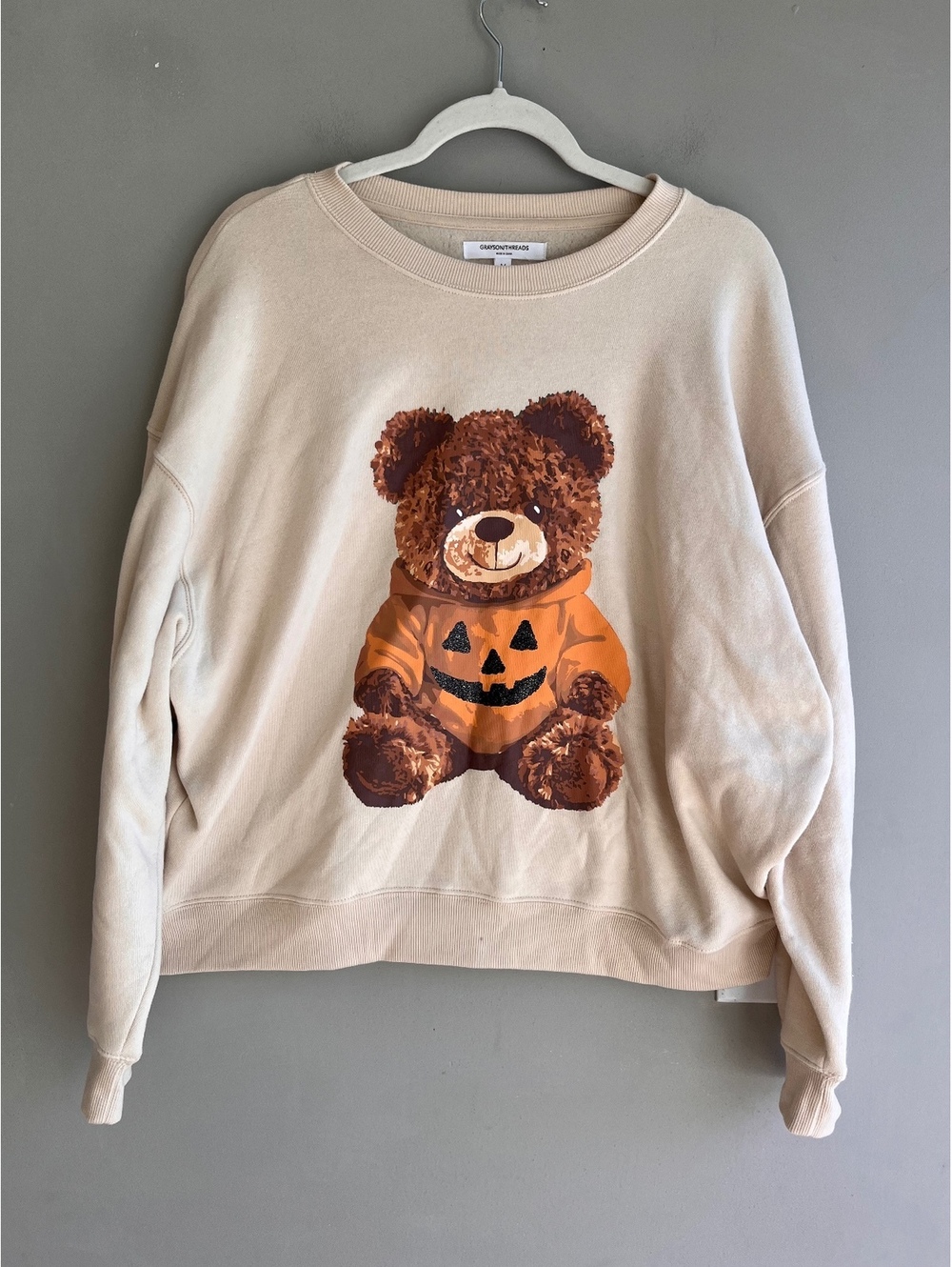 Grayson Threads Teddy Bear Pumpkin Sweatshirt Halloween Cream Target M